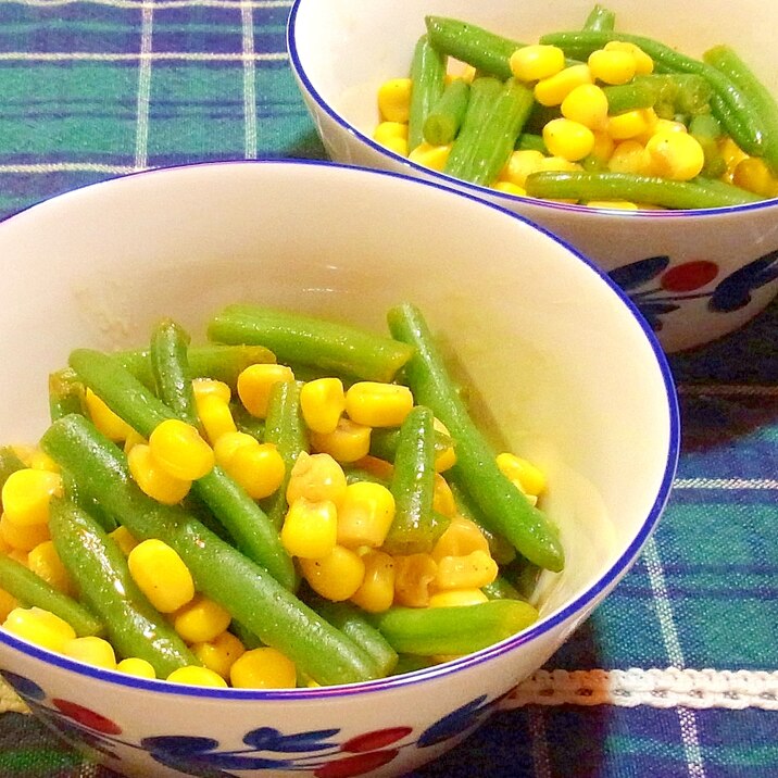 いんげんとコーンのホットサラダ レシピ 作り方 By メリッコ 楽天レシピ